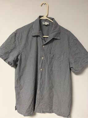J. Crew Black and White Short-Sleeve Button-Down Shirt